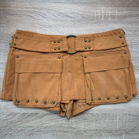New Free People Micro Mini Suede Skort Low Rise We The Free Brown Stud Western 4 - Picture 3 of 11